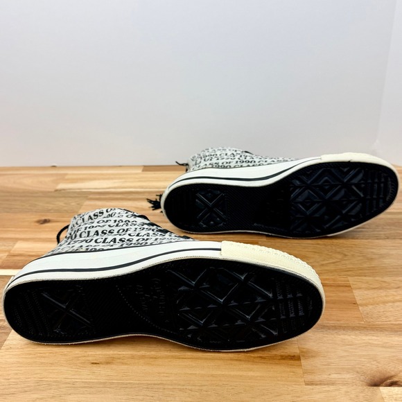 Vintage Converse Graduate Class of 1990 High Top Sneakers White Black Mens 5 - Picture 7 of 9